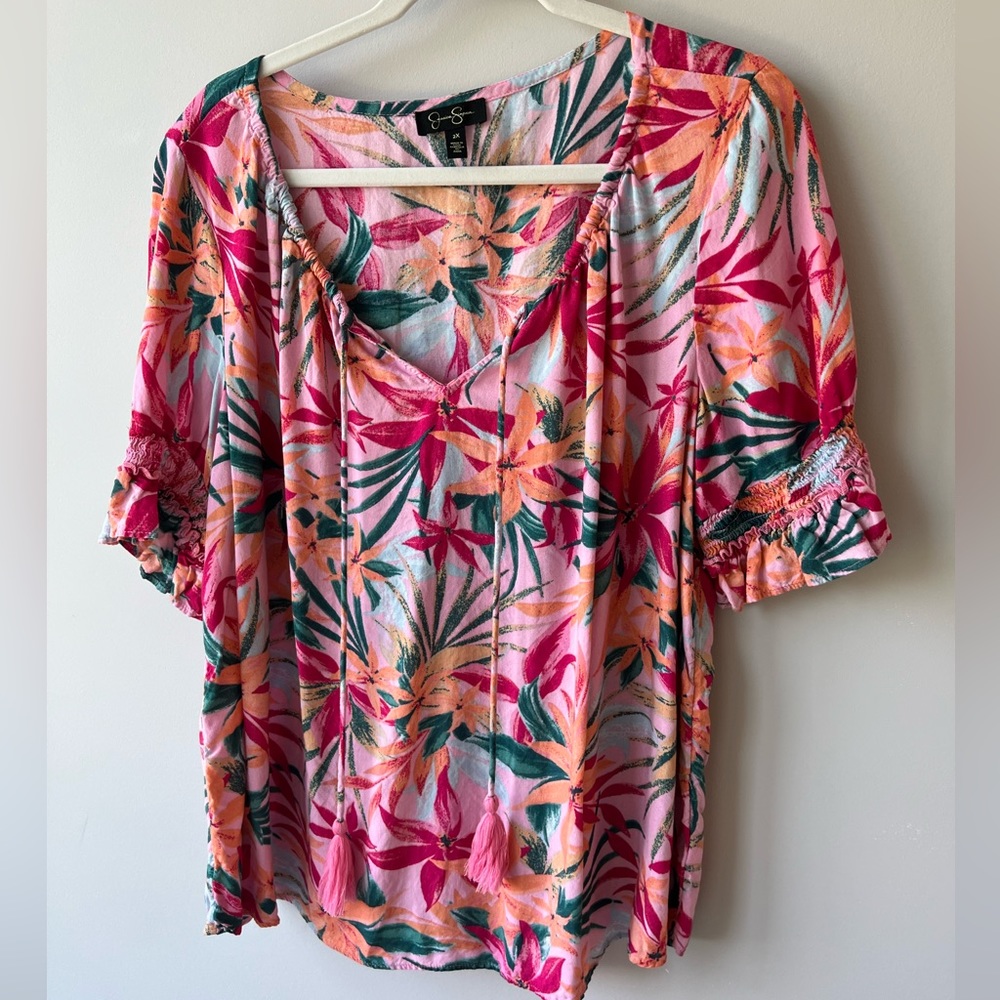Plus Size Jessica Simpson Tropical Top